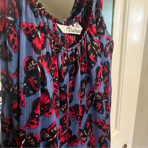 Tucker blue and pink butterfly print silk camisole